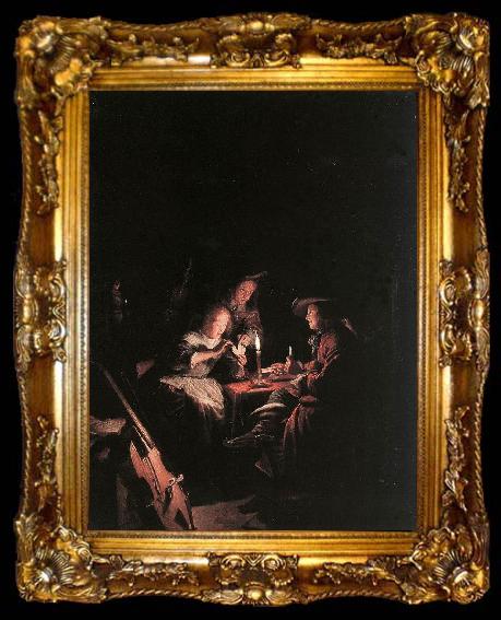 framed  DOU, Gerrit Cardplayers at Candlelight dfg, ta009-2